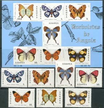 (Angola_Buterfly_001) Михель №663-669, Бл.6