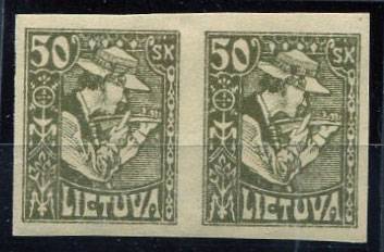 (StampLietuvos_092U(2)bz №92U,* светло оливковая