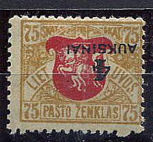 (StampLietuvos_116(1)per №116,*, перевернутая надпечатка