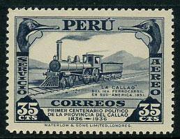 Перу(Peru_train_327(1) Марки паровозы. Кат. №327** Одна марка из серии