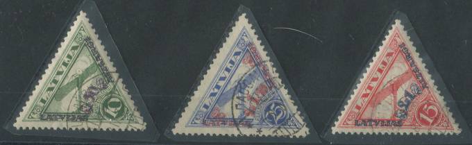 (StampLatvija_190-192(1) Кат. №190-192 гаш.