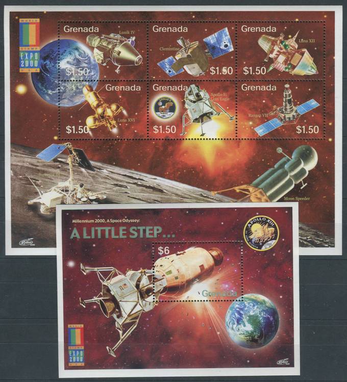 (SpaceStamp-244(1) Grenada. Космос, МЛ №4192-4197 + Бл. 559