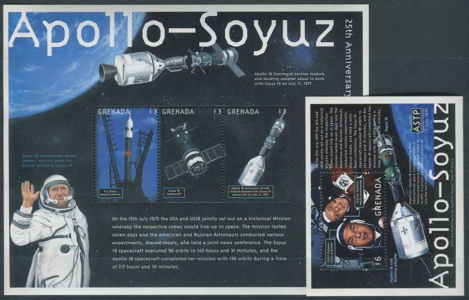 (SpaceStamp-248(1) Grenada. Космос, МЛ №4170-4172 + Бл. 554