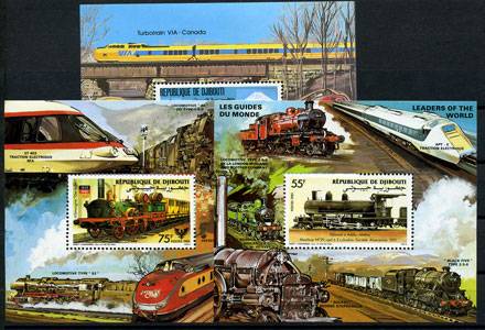 Джибути(Djibouti_train_036-38) Марки паровозы BL №36-38