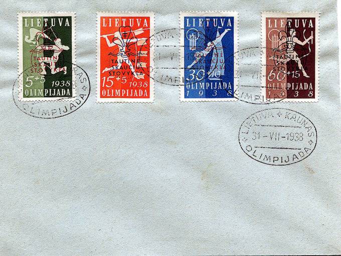 (StampLietuvos_421-424(2)sp Спорт. Спецгашение к маркам №421-424