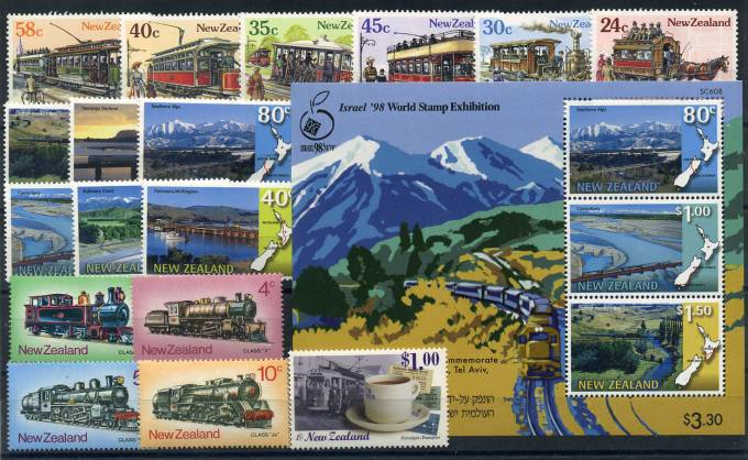 (Nabor_train_012) Набор марок Новая Зеландия **. 17 марок+1Блок