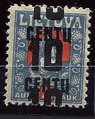 (StampLietuvos_168(1)sdv №168,*, двойная надпечатка