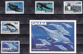 (Sea_Stamp_074(1)Гана. Марки дельфины №977-981,бл.100