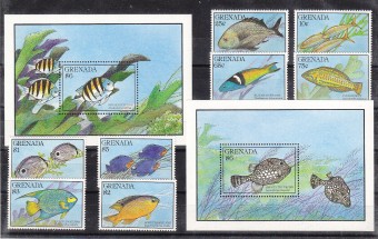 (Sea_Stamp_073(1)Гренада. Марки рыбы№2151-2158,бл.253-254