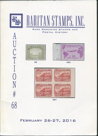 Raritan stamps - каталог аукциона - №68 - 26-27 февраля 2016