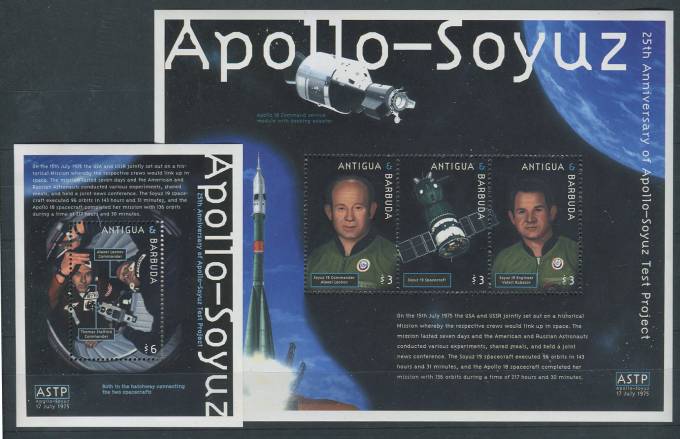 (SpaceStamp-253(1) Antigua Barbuda. Космос, МЛ №3195-3197 + Бл. 461