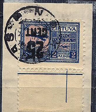 (StampLietuvos_182(2)per №182,красивая вырезка, пер. надпечатка