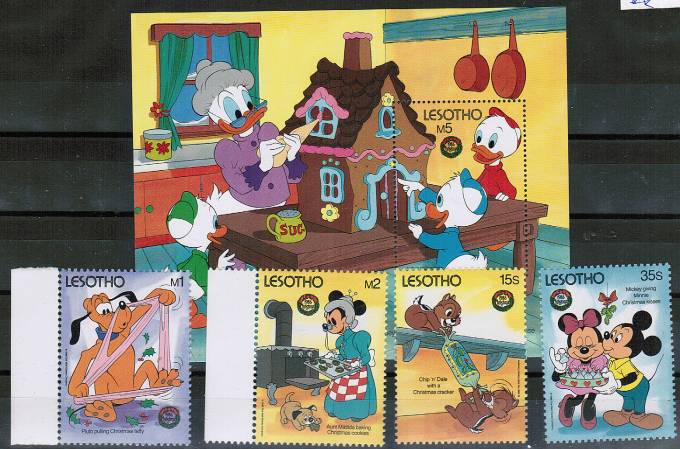 (WD_Lesotho_Set(1)  Лесото. Уолд Дисней. Серия с блоком