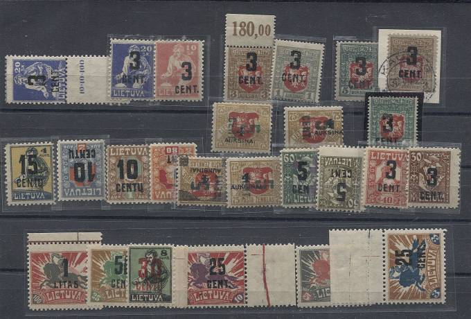 (StampLietuvos_138-175(1a) №138-175, **/*, различные зубцовки, включая очень редкую марку ;146 зуб.14, много разных разновидностей, прекрасный набор для настоящего исследователя