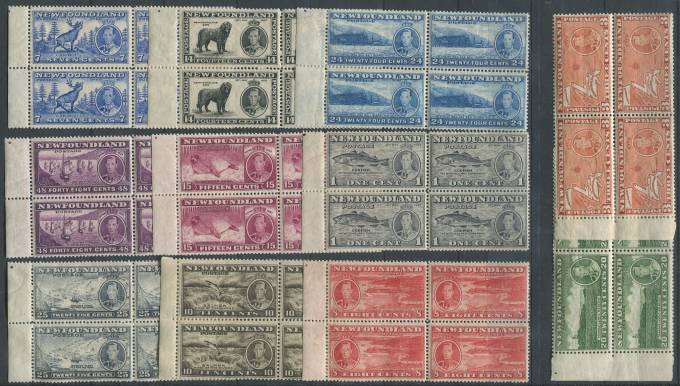 (Kolony_Newfoundland_221-231(1) Марки Колонии. Кат №221-231 **, квартблоки