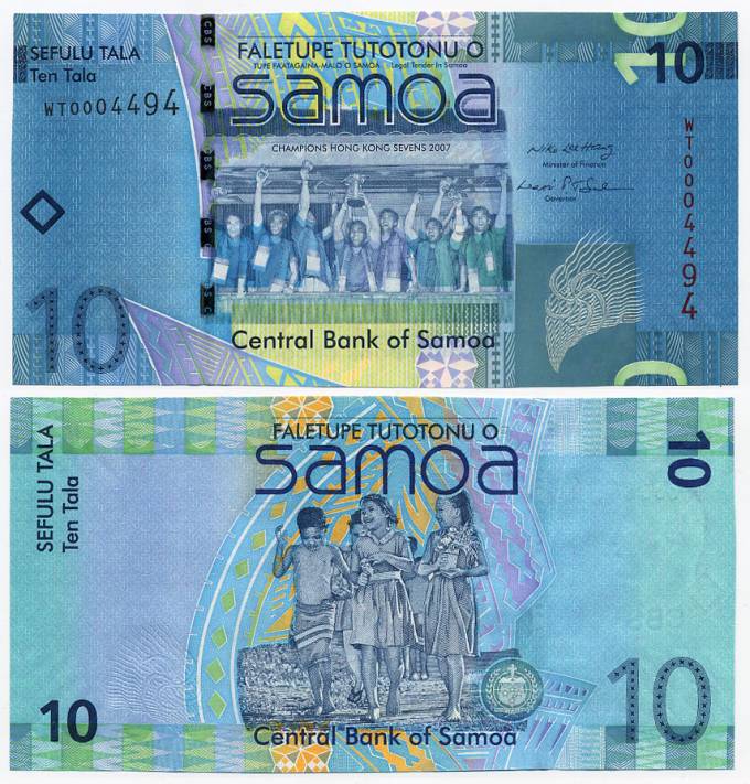 (WesternSamoa-2008_ 10T) Западное Самоа (Western Samoa), 10 Tala, 2008, UNC  РЕГБИ