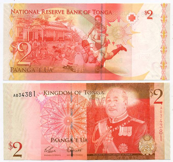 (Tonga-2009_2D) Тонга (Tonga)  2 Pa'anga, 2009,  UNC РЕГБИ