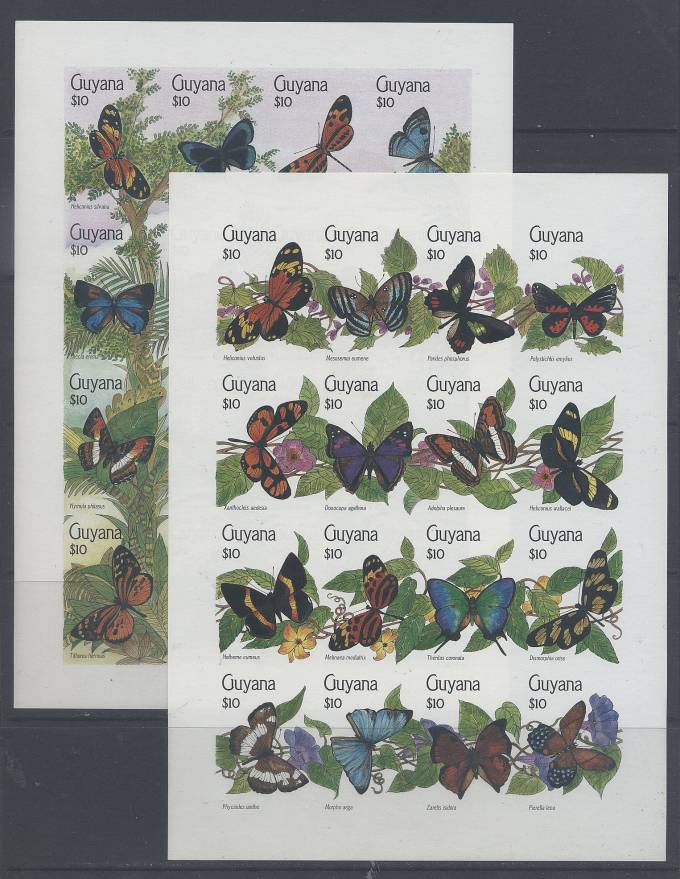 (Guyana_01(1) 3219--3282 и блоки №101-104, без зубцов,**, очень большая редкость