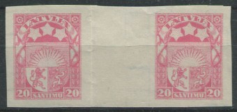 (StampLatvija_121 I(3) Кат. №121 I б/з гатер пара