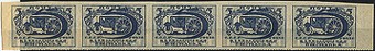 (PrPerf_0004_5m) 1923. 1-я сельхох выставка в Москве. №4 Сцепка 5 марок. Проп. перф.