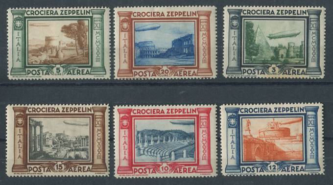(ItalKolony_Crociera Zeppelin_439-444(1) Итальянские колонии Crociera Zeppelin кат №№. 439-444 *