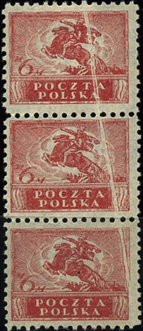 (Horse_Polska_115(1) Польша. Кат. Михель № 115,типографская складка бумаги
