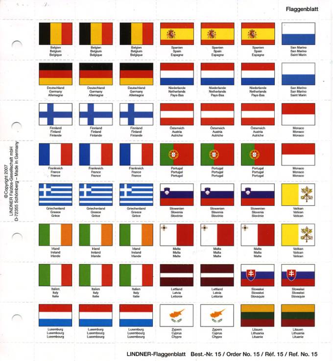 (К8-15) Перфорированный лист флагов стран ЕС 