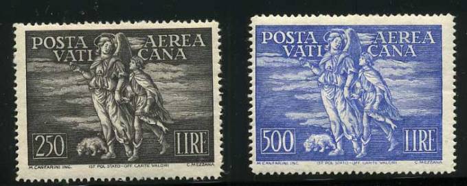 (Dogs-stamp_147-48(1)  Собаки на марках. Ватикан кат. №№147-148 **