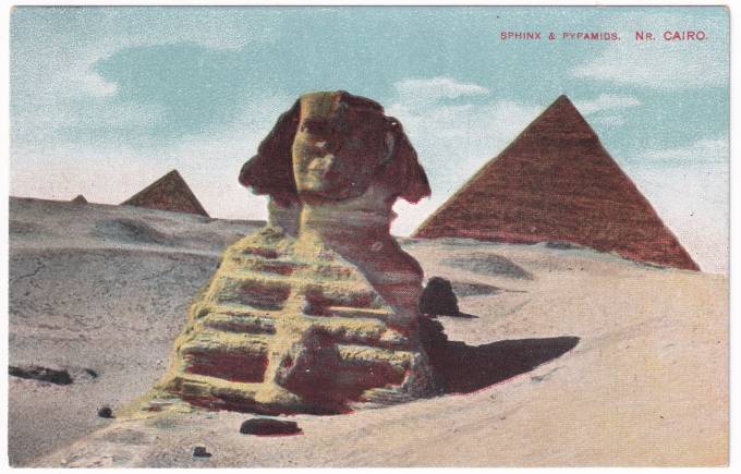 Египет - Открытка - Каир. Сфинкс и пирамиды