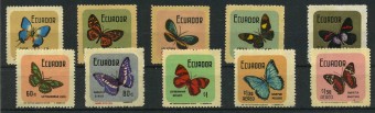 (Ecuador-1468-77(1) Эквадор Бабочки. кат. №№1468-1477 **