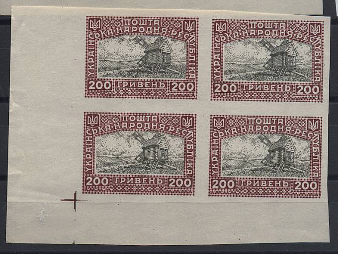 (UkrainaOsn_XIVbz(02)) №XIV, б.з, квартблок,(*), темный цвет