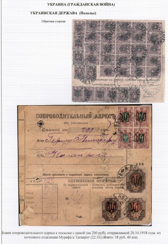 (LettersGrUkr_054) Гражданская война. Украина. Бланк сопроводительного адреса.