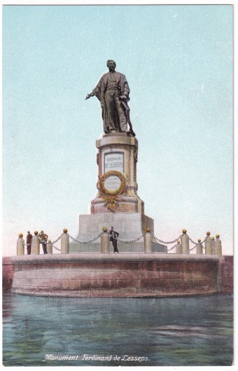 Египет - Открытка - Памятник Фердинанду де Лессепсу