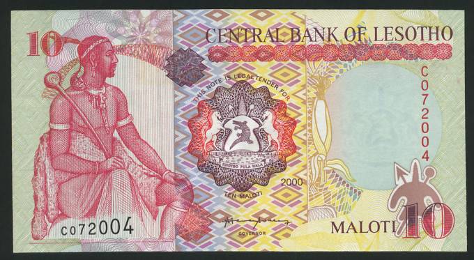  (Bank_Afriсa_026)Банкнота LESOTHO(Лесото) - 10  Maloti 1990 г 
