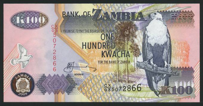  (Bank_Afriсa_028) Банкнота ZAMBIA(Замбия) - 100 Kwacha 2006г (UNC) 