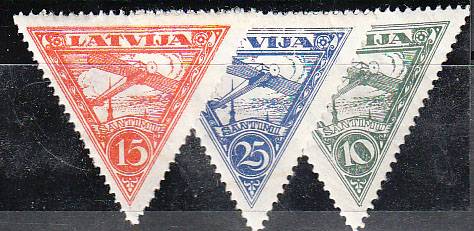 (Avia_stamp_137(1) Авиация Latvija Кат.№129-131**