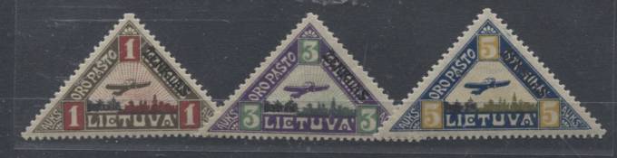 (StampLietuvos_118-120(1a) №118-120, тип.II, марка 120 со штрихом,*, зуб.11 1/2
