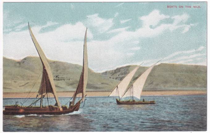 Египет - Открытка - Лодки на Ниле