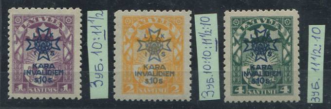 (StampLatvija_100A, 101C, 102D(1) Латвия Кат. №100A, 101C, 102D **каталог - 1250 евро, ид.кач.