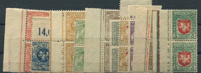 (StampLietuvos_040-49(1a) №40-49, без 41, пары с выходными данными,**