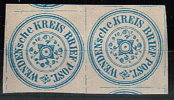 (Wenden_Stamps_01(9)_para) Венден пара кат. Шм. №1(*) разные оттенки