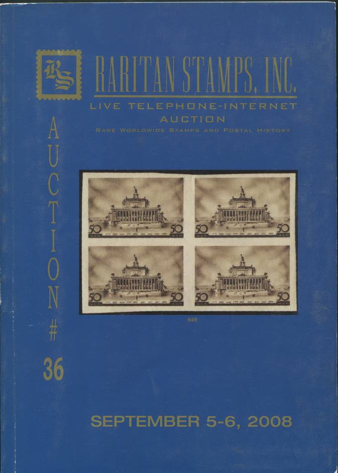 Raritan stamps - каталог аукциона - №36 - 5-6 сентября 2008