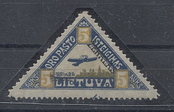 (StampLietuvos_120Ir(1) №120I,*, сильный сдвиг надпечатки вниз и видна дата, большая редкость