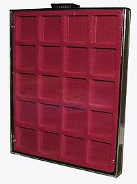 (2870)Монетный бокс "d-box" Rauchglas (тёмно-красный) 47 х 47 мм  