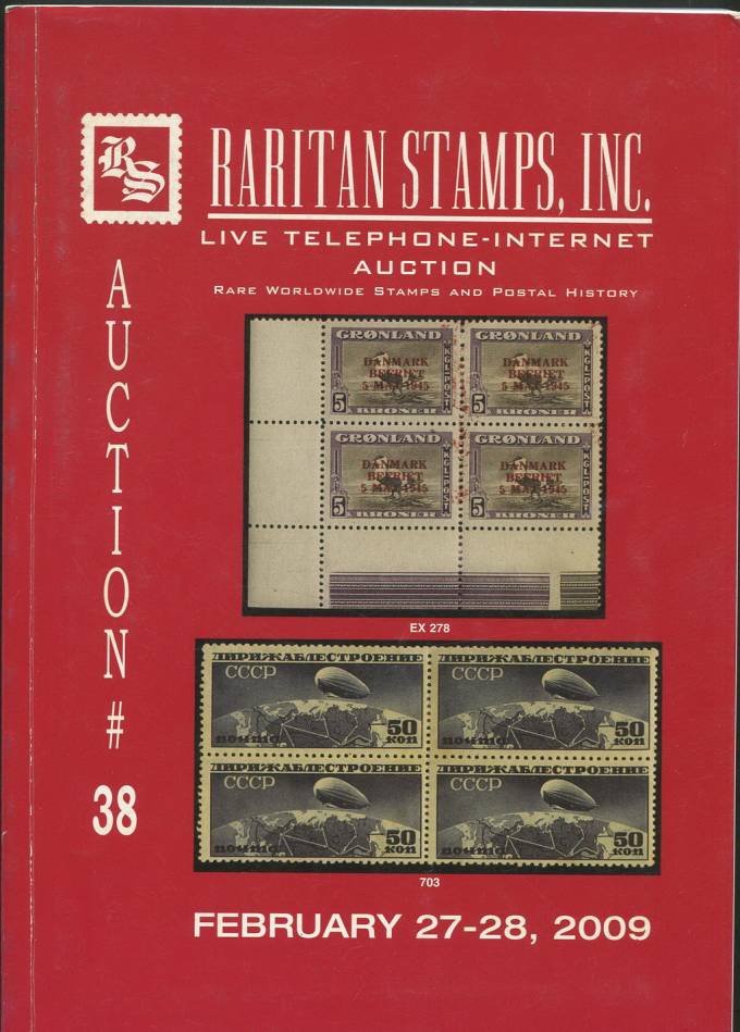 Raritan stamps - каталог аукциона - №38 - 27-28 февраля 2009