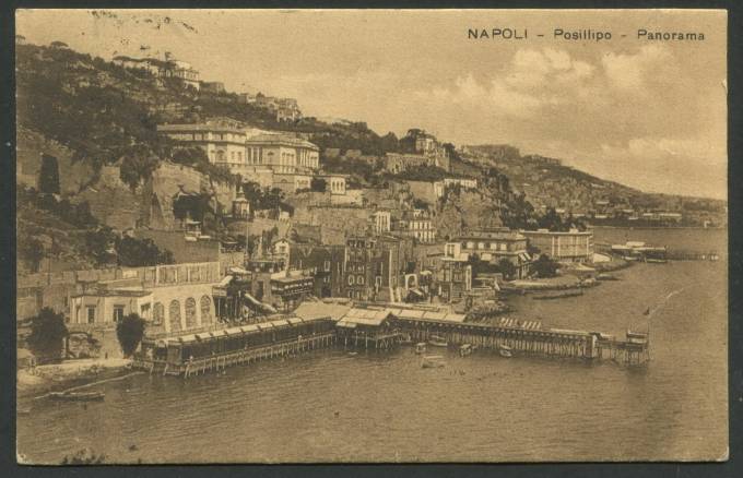Италия - Открытка - Неаполь Posillipo Панорама - из Ромы в Москву