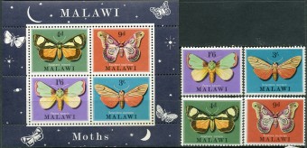 (Malawi_Buterfly_002)№134-137.бл.19. Бабочки