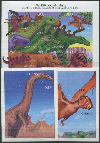 (Dinozavr_nabor_249(1) Набор марок Динозавры.  Ghana