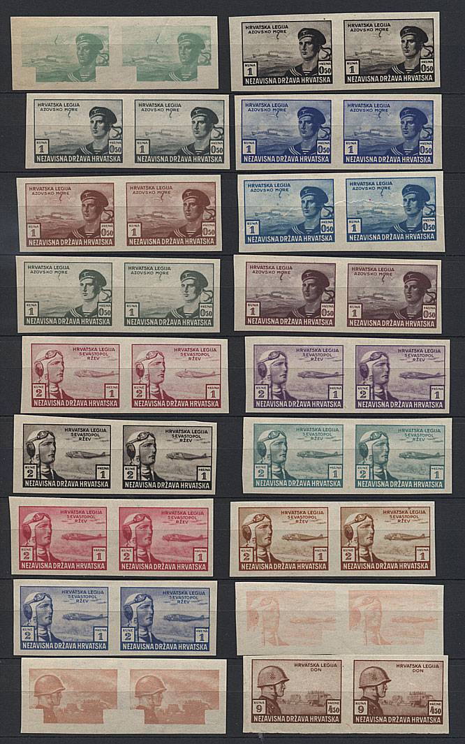 Kroatien_107U-110U-Pr(2) Пробы марок 107U-110U, лег.сл.наклейки,*